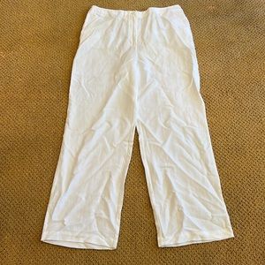 Eileen Fisher white Tencel & Organic Linen slub pants size Large NWT.